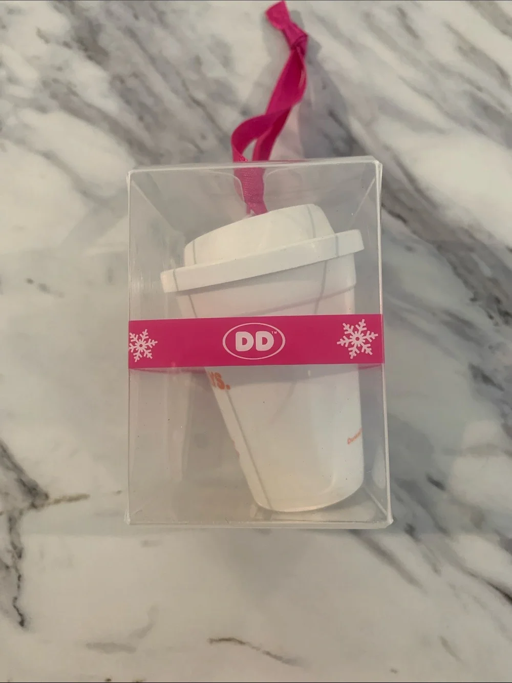Dunkin' Donuts 2008 White & Pink Holiday Coffee Cup Ornament